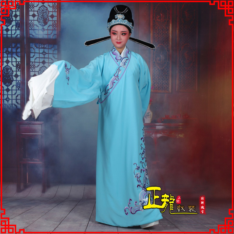 井冈山梁祝才子唐伯虎黄梅戏古装褶子草波纹小生衣